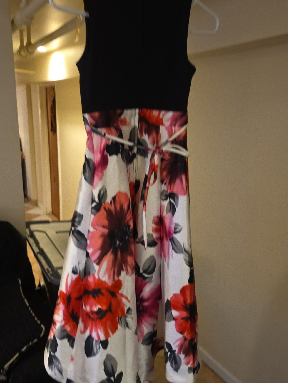 Speechless Black Bodice Floral High-Low Dress with Bow - Picture 3 of 4